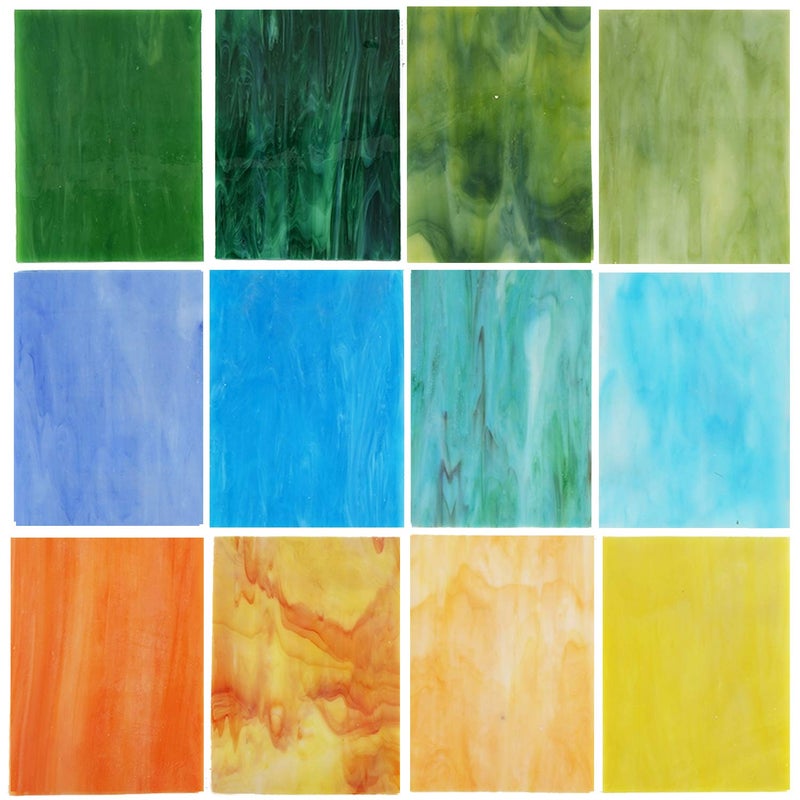 Lanyani (10 Sheets) Variety Stained Glass Sheets Pack, 4 x 6 inch Large Cathedral Glass Mosaic Tiles for Crafts, Mixed Opaque - Image 1
